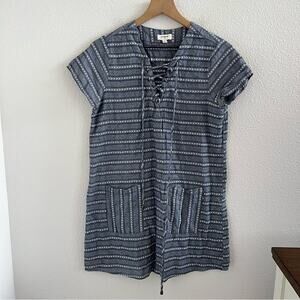 Umgee Blue Gray Dress Lace Front Coastal Boho Small